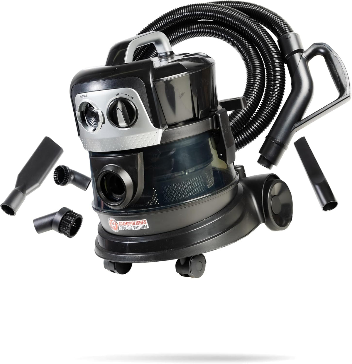 Adam's Polishes Cyclonic Vacuum Cleaner Premium Car Detailing Vacuum for Garage, Shop, Home | Powerful Suction, Lightweight, Portable, Heavy Duty | 4 Attachments Included