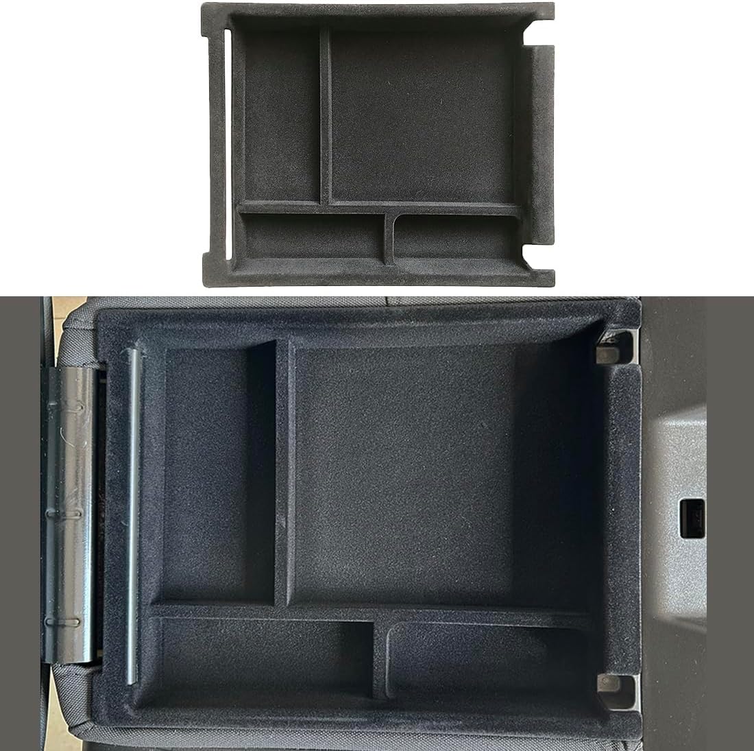 ruihe Black Flocking Center Console and Armrest Organizer Fit for Chevy Silverado & GMC Sierra1500/2500/3500 2019 2020 2021 2022 2023 2024 2025