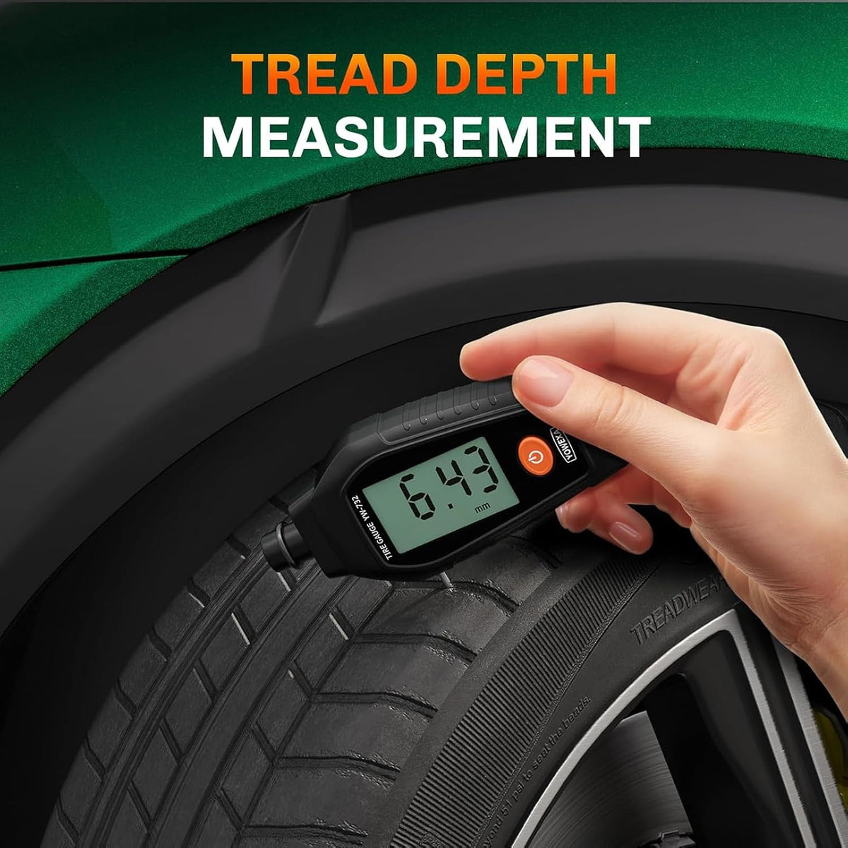 Digital Tire Pressure Gauge with LCD Display Tire Treads Depth & Pressure Meter Easy to Use for Car Motorcycle & Bike