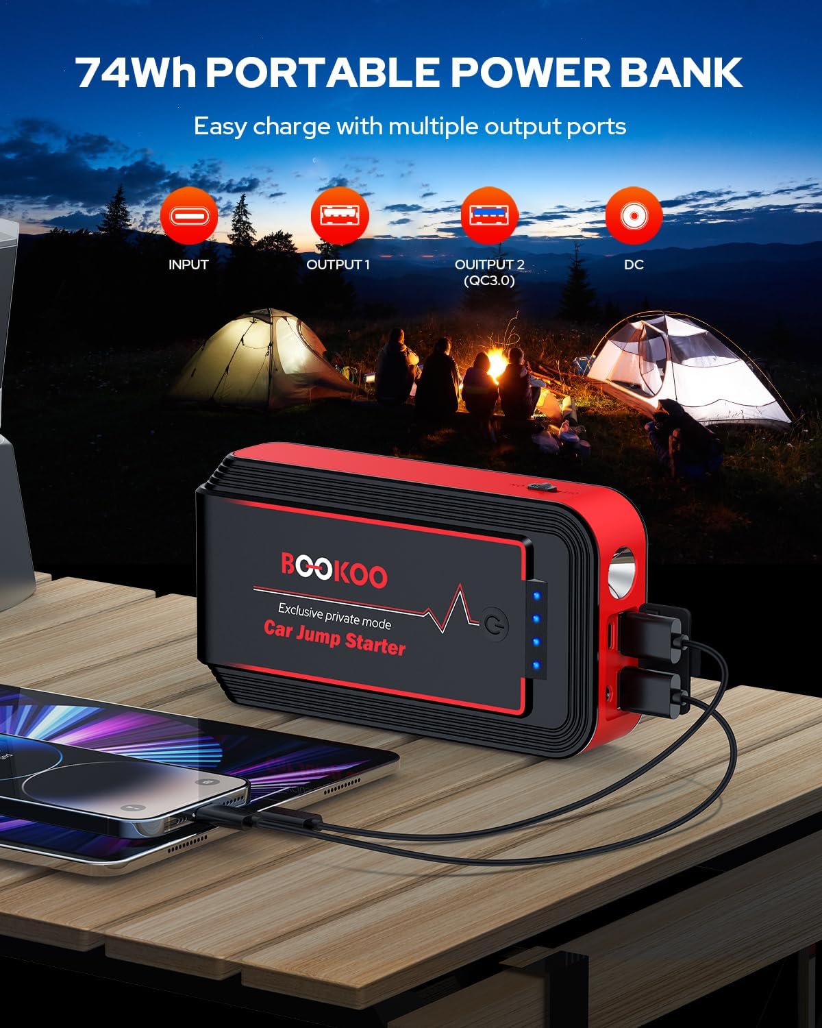 BOOKOO H9 4500A 12V Jump Starter for Car Boat Lawnmower