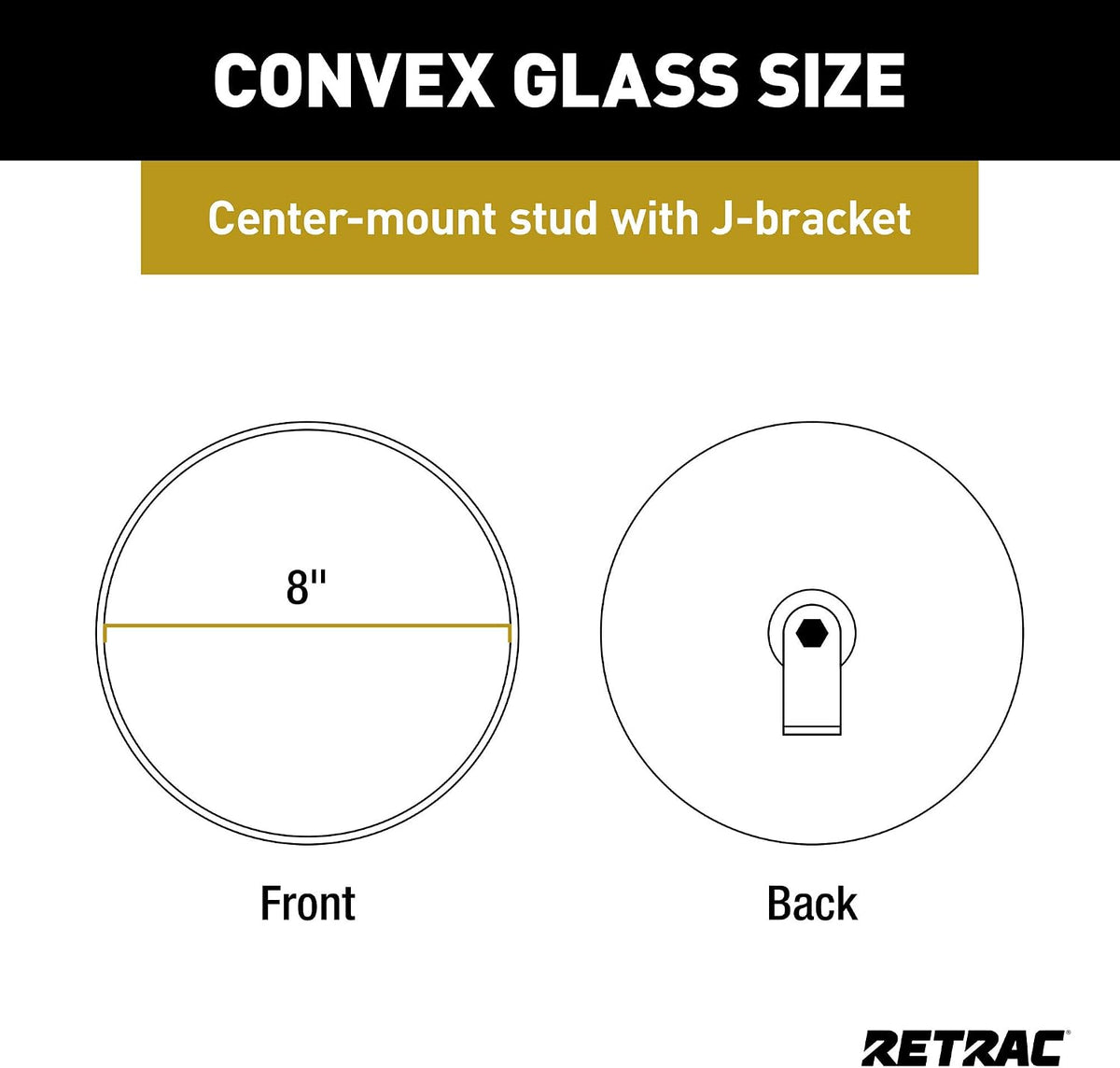 RETRAC Mirrors MAPD-SST,8"CVX,CTRMT BS/JBRK