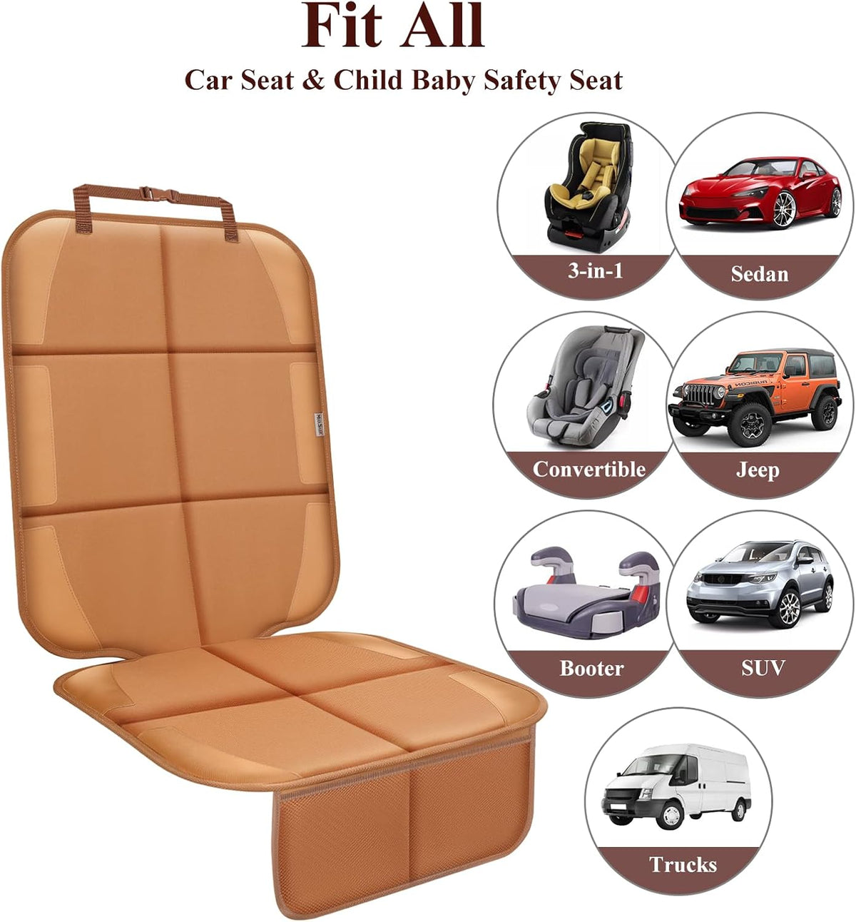 Meolsaek Car Seat Protector for Child Car Seat，Non-Slip Backing No Imprints