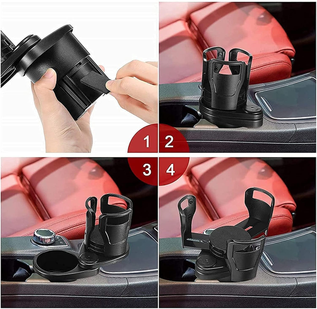 Cup Holder Multifunctional Adjustable 2in1 Car Seat Cup Holder Car Cup Holder Expander Adapter for Water Bottle Drink Coffee Food Storage (Matt Black)