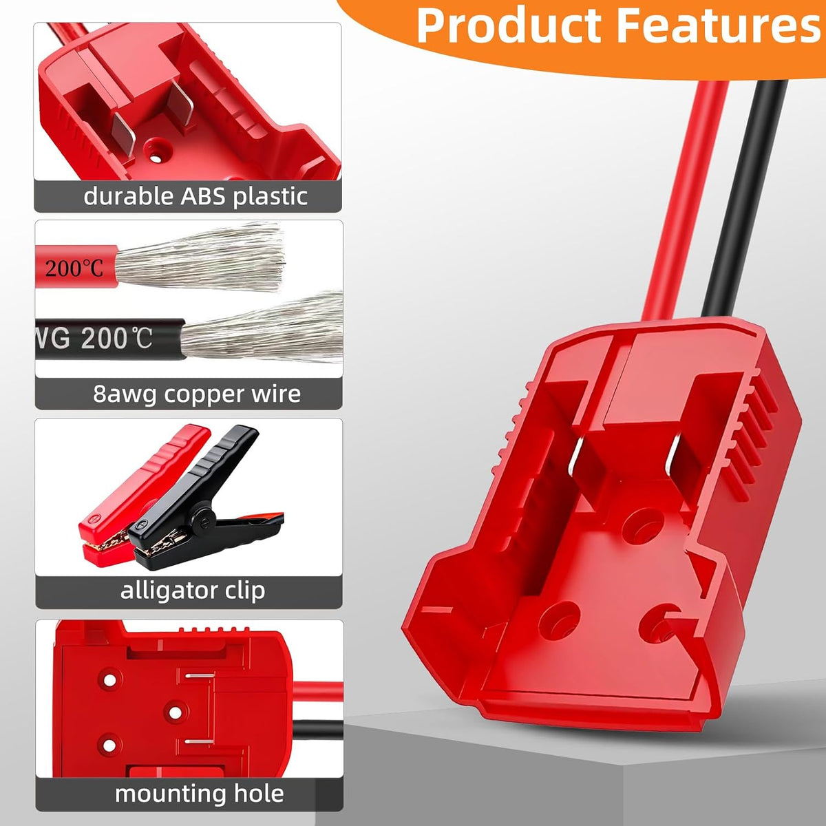 2.2FT Jumper Cable Adapter Compatible with Milwaukee M18 Batteries