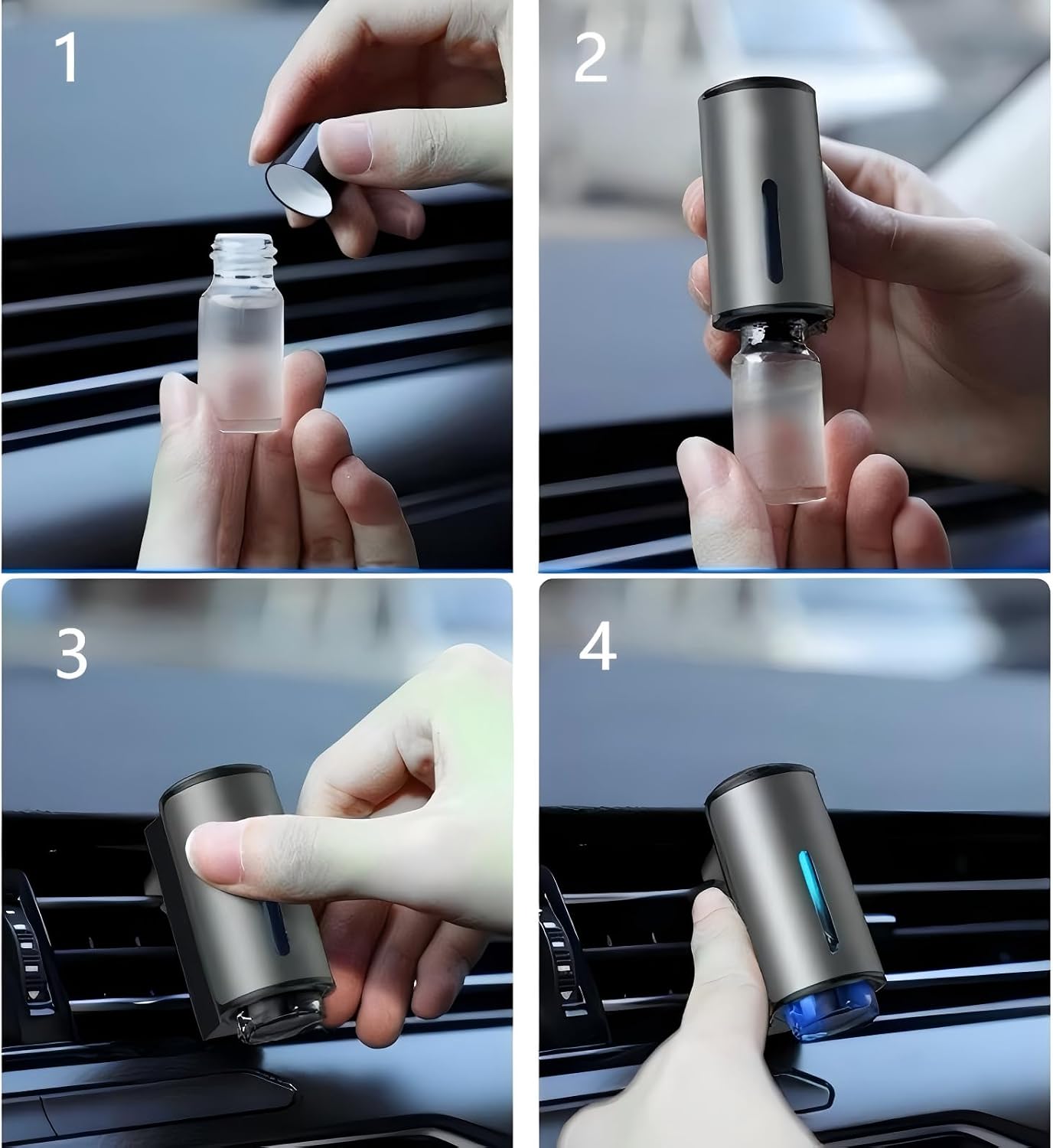 Car Air Freshener Refills–Set of 10 (10 ml each), Universal Fit for Air Vent Smart Car Fresheners(Cologne+Ocean+Vanilla+Lavender+Cocoa+Icy fresh+Rose+lemon+Golden Pear+Shangri-La)