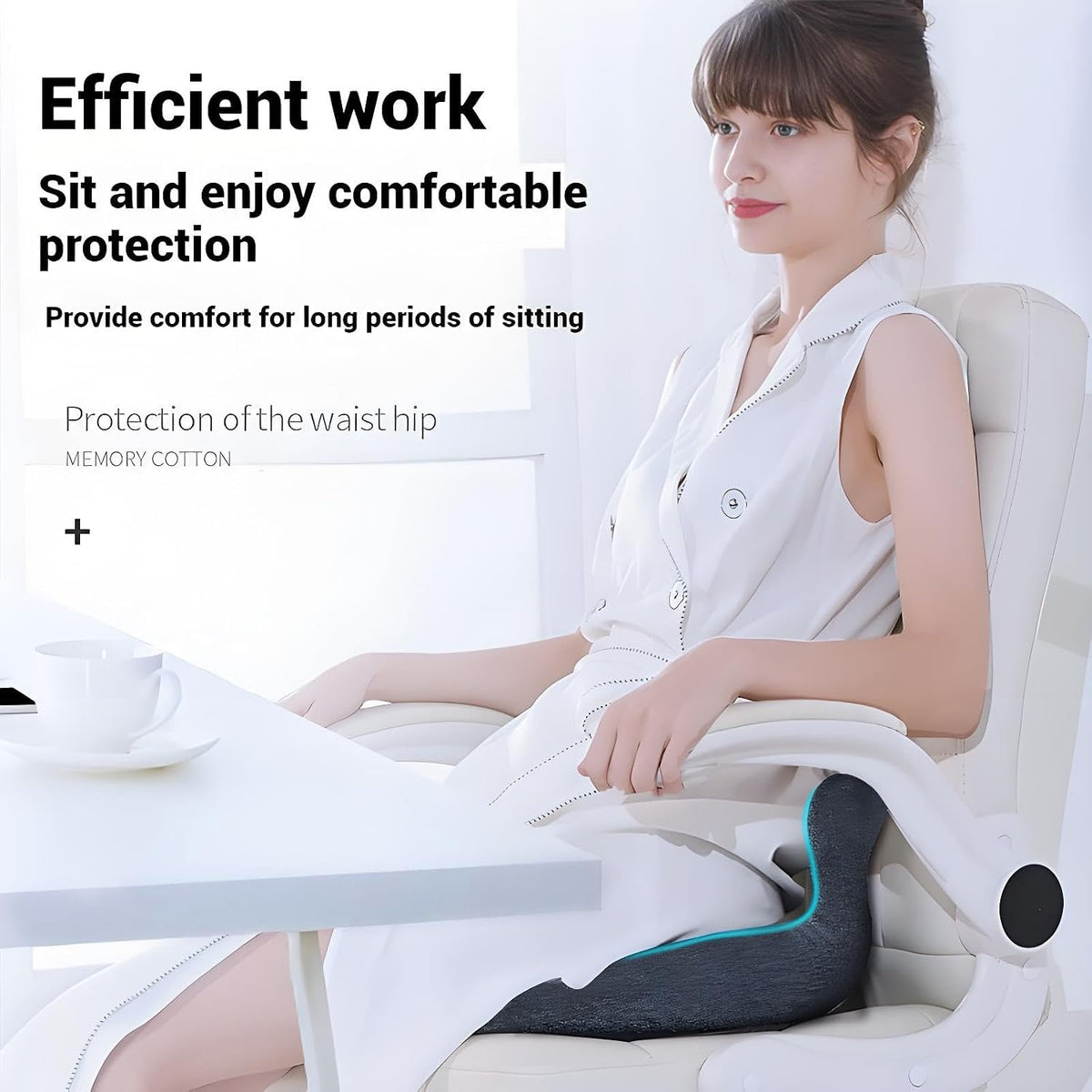 Seashell Memory Foam Seat Cushion -for Office Chair, Truck seat, Car Seat, Airplane Back Support & Sciatica Relief & Tailbone & Coccyx Pain Relief for Long Sitting and Driving(Black)