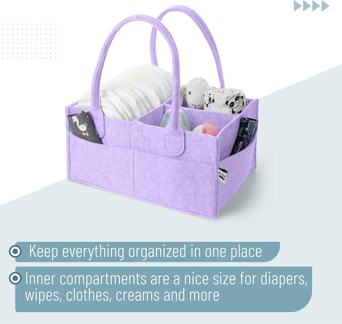 Mr. Pen- Baby Diaper Caddy Organizer, lavender dream | Nursery Storage Bin and Car Organizer for Diapers and Baby Wipes