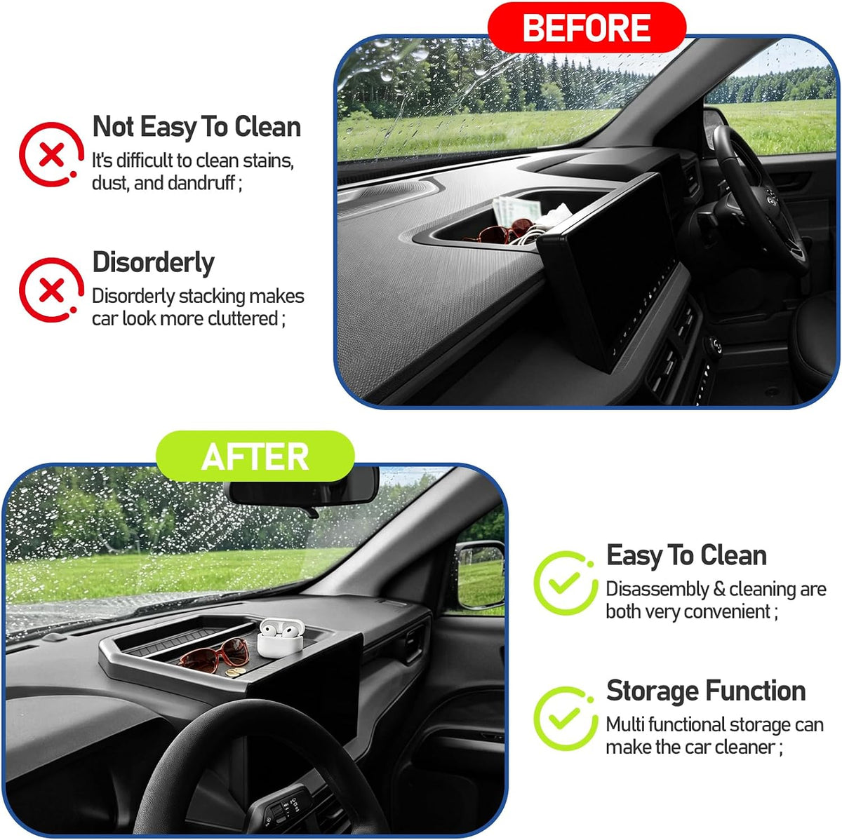 Dashboard Storage Tray Dash Organizer for Ford Maverick 2026 2025,Screen Dash Center Console Tray for Maverick Interior Accessories,Anti-Slip Dash Hidden Panel Behind Screen