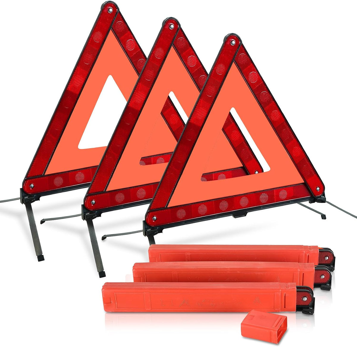 NATGAI 3 Pack Emergency Warning Triangles Kit with Storage Case