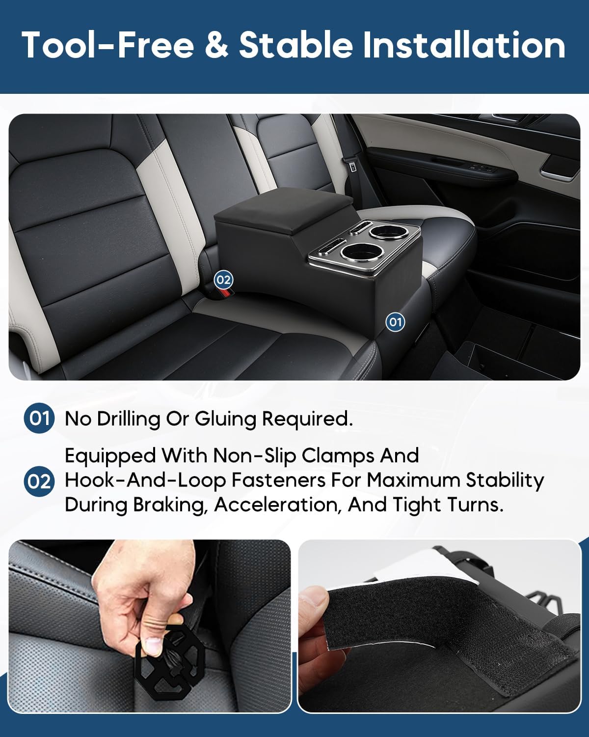 Bench Seat Center Console Organizer, Cup & Phone Holder, Universal
