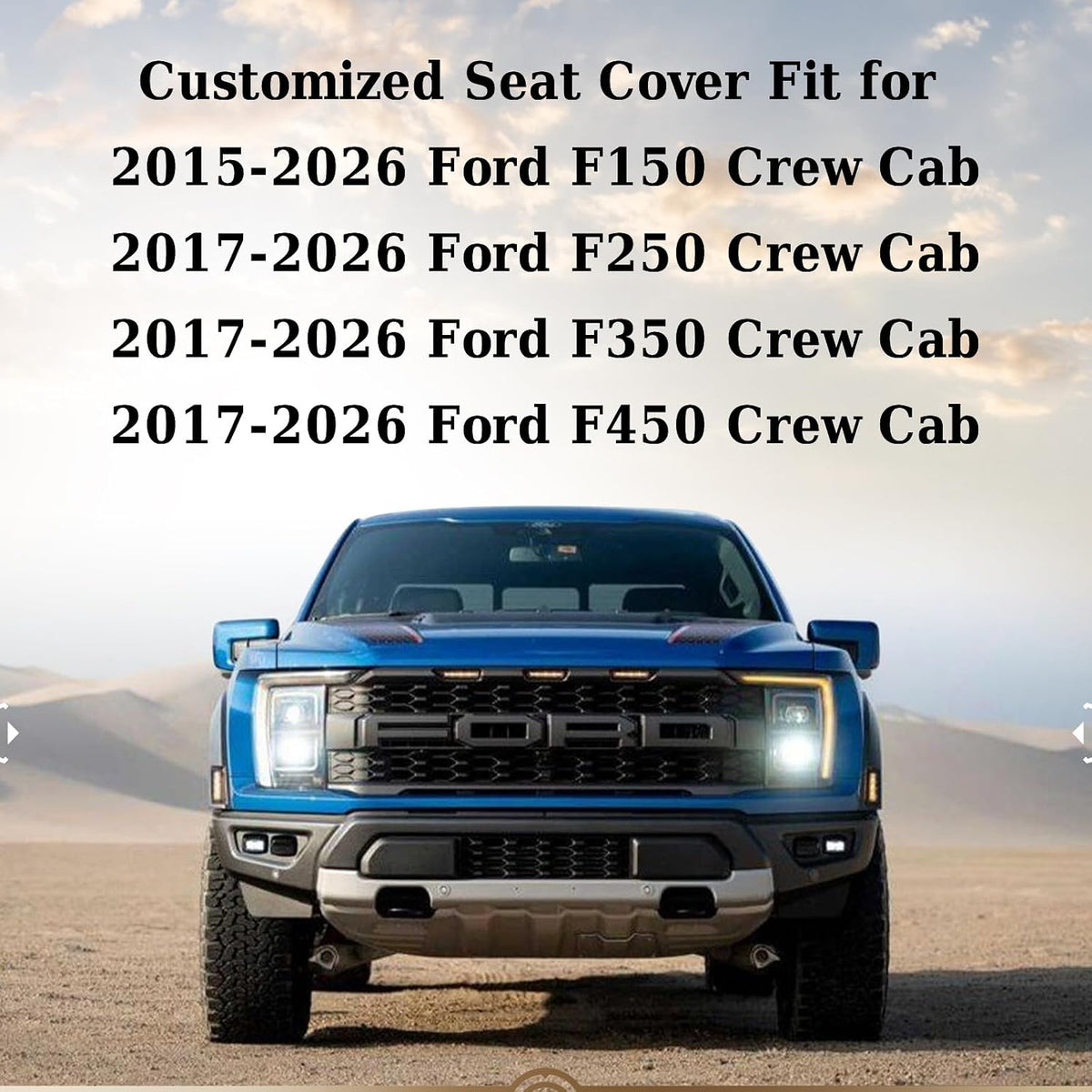 Coverado Rear Car Seat Covers, Waterproof Canvas Seat Protector for Car Seat Cushions for Kids & Dogs, Seat Covers Compatible with 2015-2026 Ford F150&2017-2026 Ford F250 F350 F450(Gray, 2PCS)