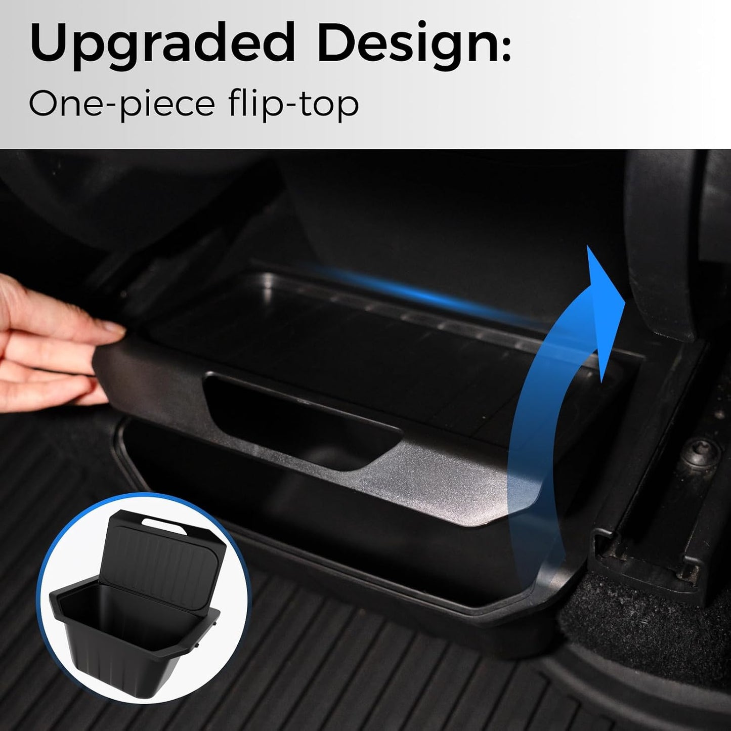 Rear Center Console Organizer for Tesla Model Y, 2024 Upgraded Anti-Slip Lid Cover, Car Trash Can for Tesla Model Y Accessories
