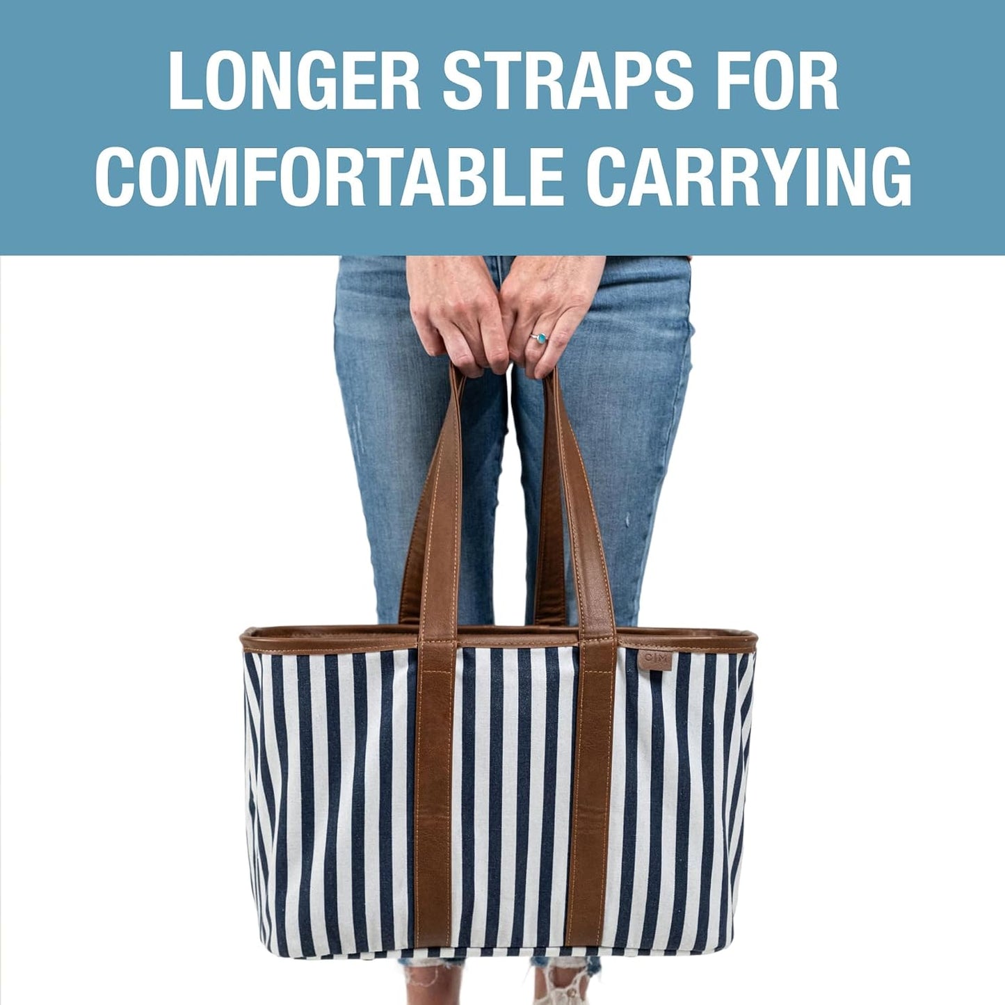 CleverMade Collapsible LUXE Tote, 30L Foldable Grocery Shopping Bag, Reusable