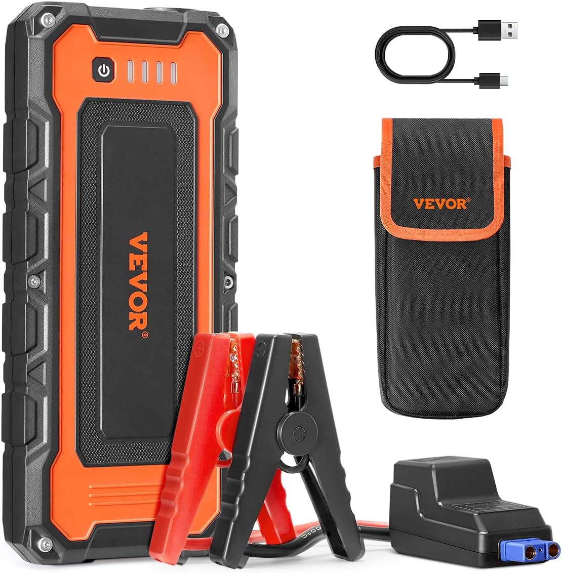 VEVOR Jump Starter, 3000A Peak, Car Battery Starter Power Pack, Portable Battery Booster with Air Compressor Jumper Cables LCD Display LED Light, Lithium Jump Box for up to 10L Gas/8L Diesel Engines