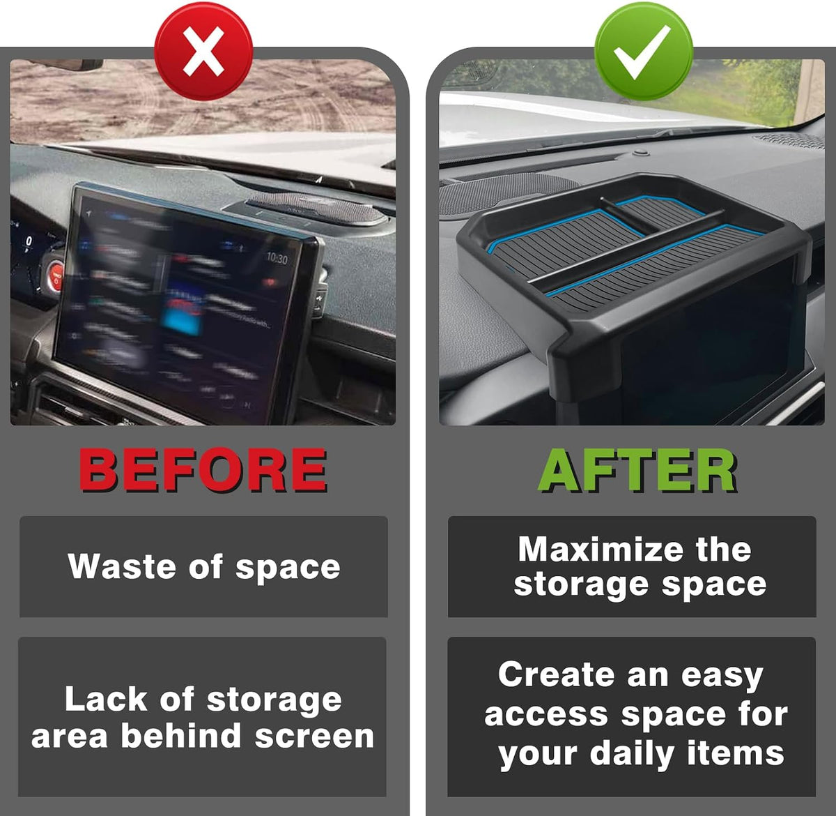 Muslogy Dashboard Organizer for 2024-2026 Tacoma/2025+ 4Runner 8-in, (Blue)