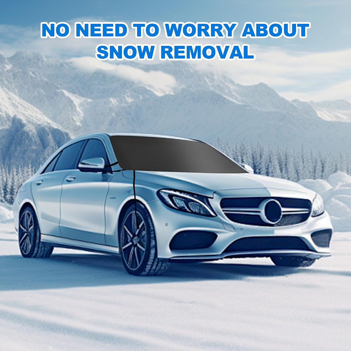 Windshield Cover for Ice and Snow,New Upgraded Heavy Duty Windshield Snow Cover,Extra Large Size (75"x45"),Windproof Winter Frost and Deicing Awning Suitable Fzor Cars, Trucks, SUVs
