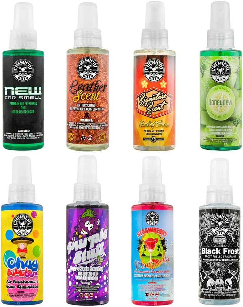 Chemical Guys AIR_304_04 The Scent-Sational Sample Kit, Great for Cars, Trucks, SUVs, RVs, Home, Office &amp; More (4 fl oz) (8 Items)