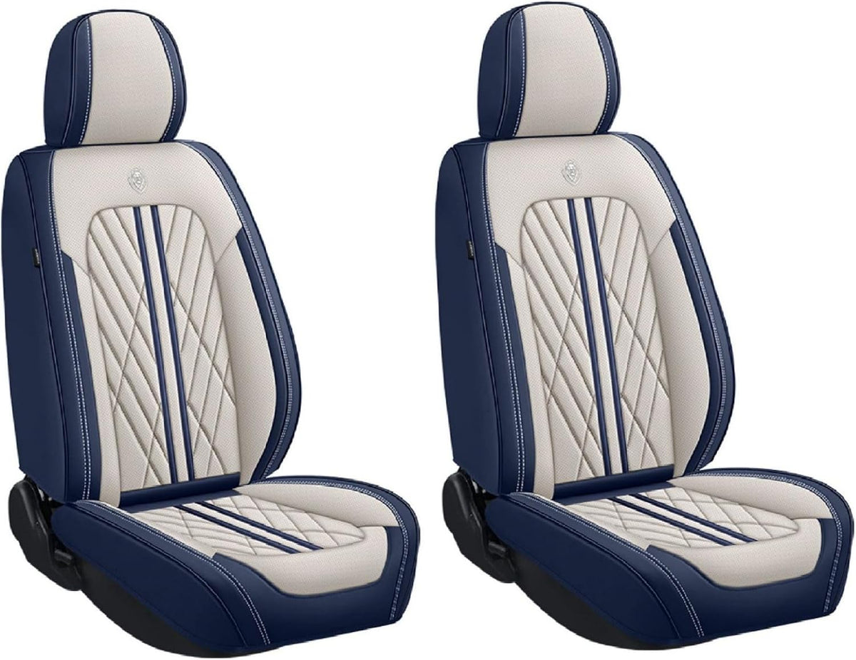 Premium Nappa Leatherette Car Seat Cover Set Custom Fit for Honda CR-V CRV 2000-2023 2024 2025 2026 Water-Proof Breathable Faux Leather Seat Cushion Protectors (Full Set 5 Seats,Beige Blue)