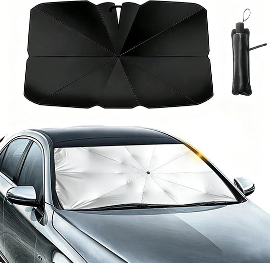 2026 Car Windshield Sun Shade Umbrella, Foldable Front Window Sunshade, 5-Layer UV Block & Heat Insulation Protection, Medium 55"x31" for Mid-Size Sedan