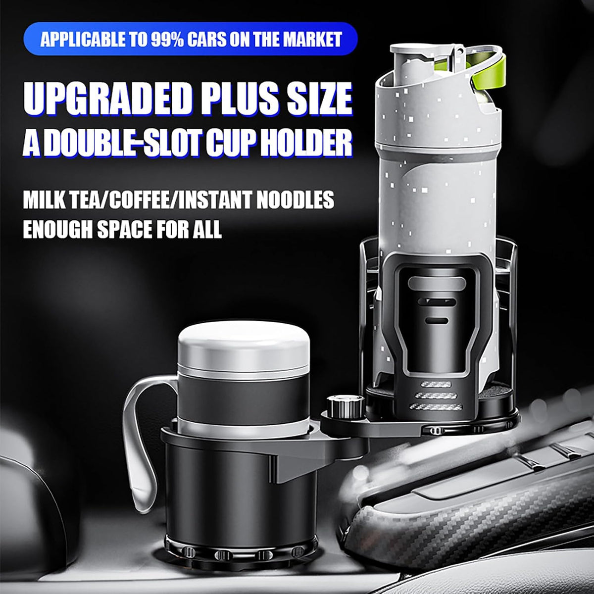 Car Cup Holder Expander for Mazda CX30, Adjustable 2-in-1 Automotive Drink Holder, 360°Rotating Dual Cup Slots Car Water Bottle Holder,S
