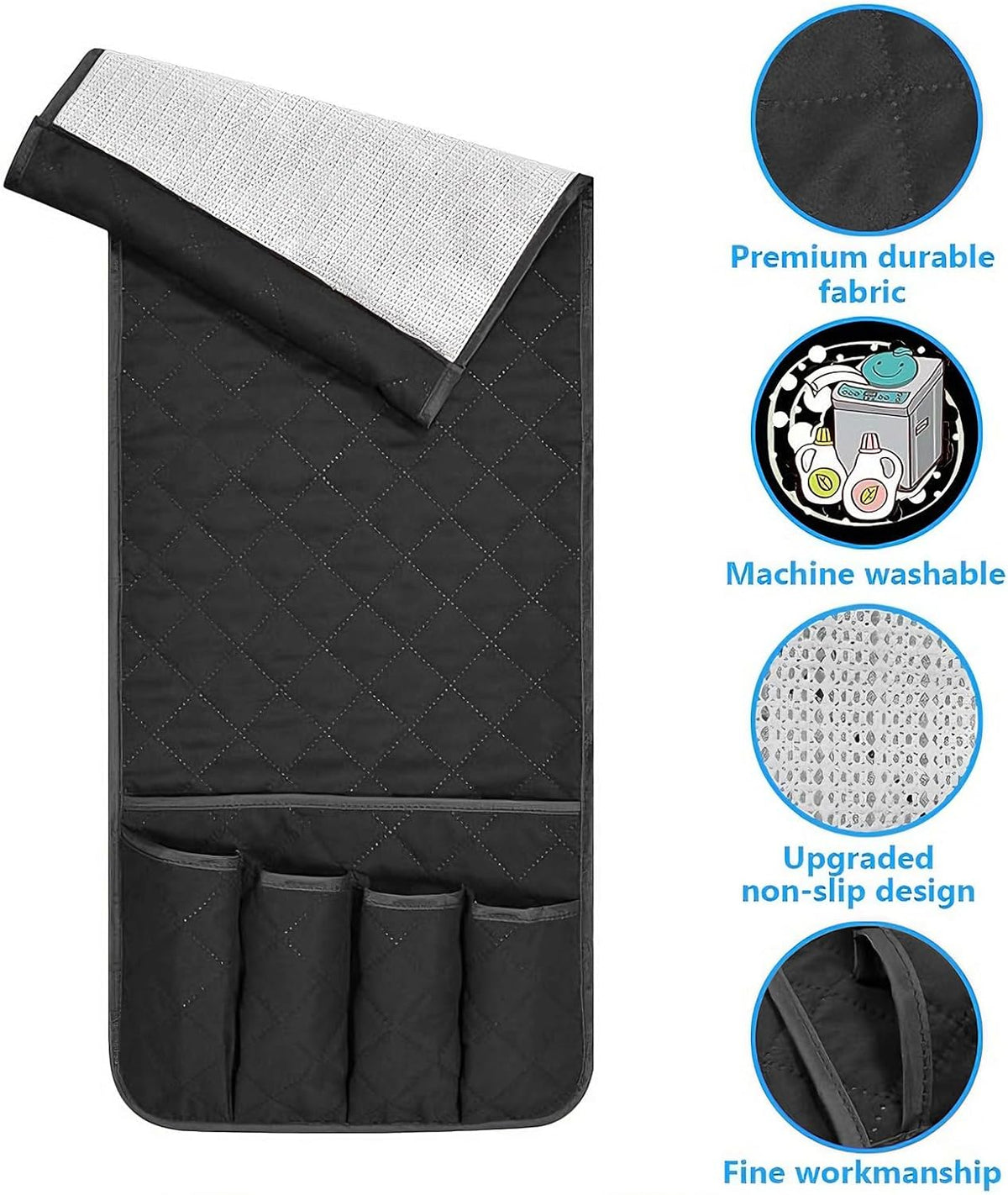 Armchair Caddy for Recliner, Non Slip Sofa Arm Organizer, Black