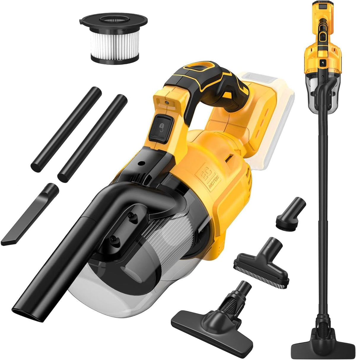 Cordless Vacuum Cleaner for De-Walt 20V, Brushless 5 in 1 Stick Vacuum with Washable HEPA Filter 55CFM Handheld Vacuum Cleaner for Floor, Carpet, Car, Shop Vac(Tool Only)