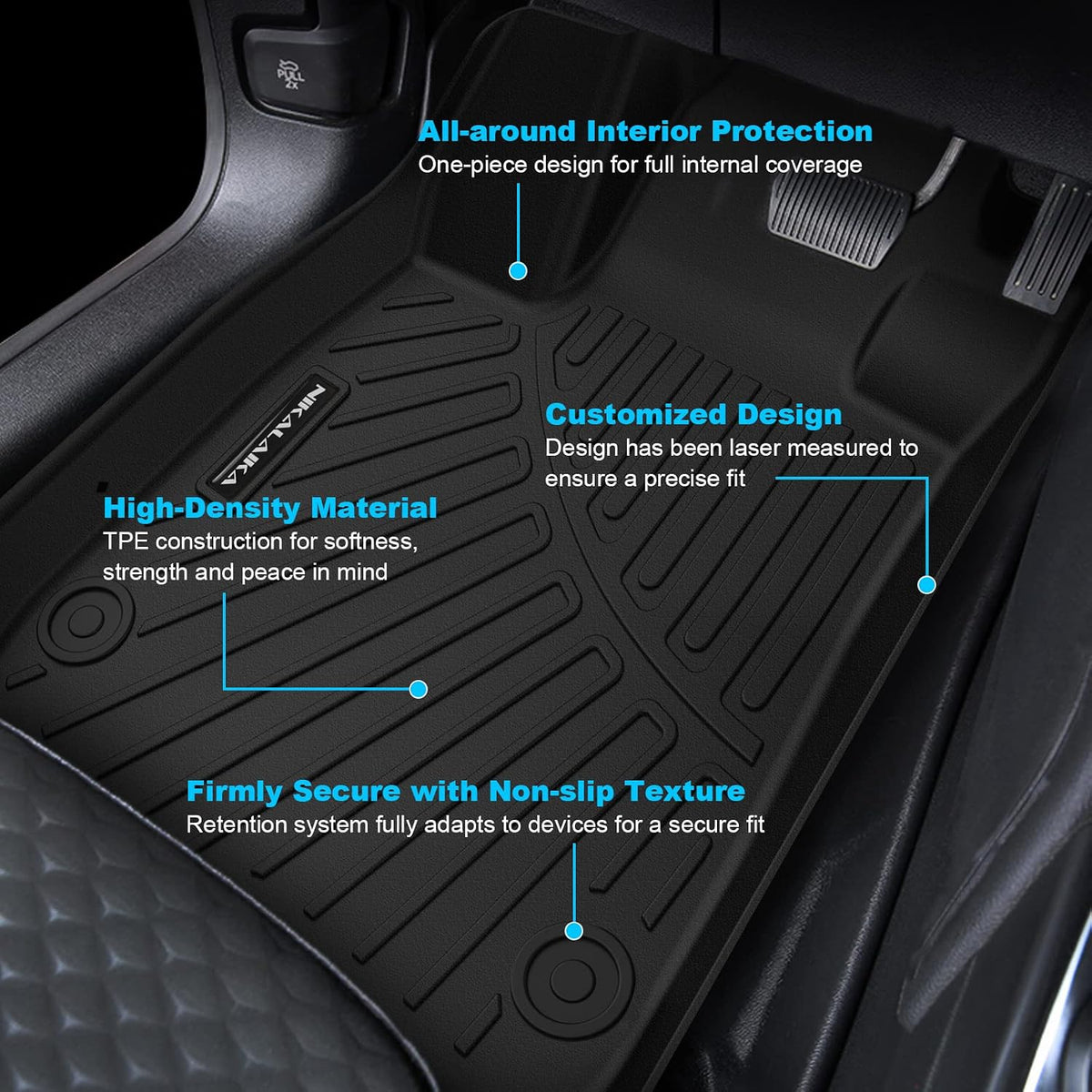 Floor Mats & Cargo Liner for 2022-2026 Jeep Wagoneer 8 Passenger (Non L/S)