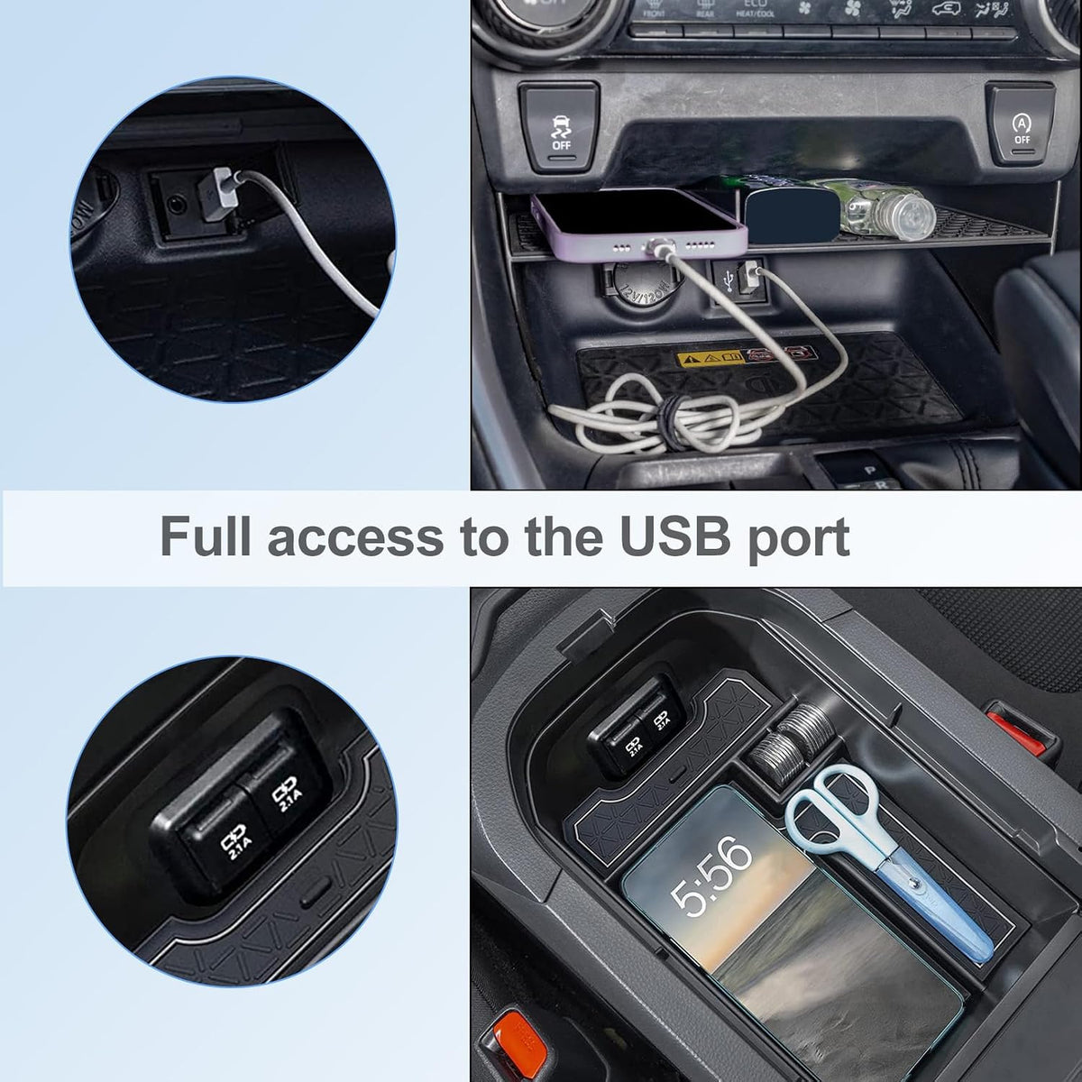 JDMCAR Upgraded Center Console Organizer Compatible with Toyota RAV4 2025 2024 2023 2022 2021 2020 2019 Interior Accessories, Gear Shift Storage Tray Secondary Box Insert Divider - 2pcs