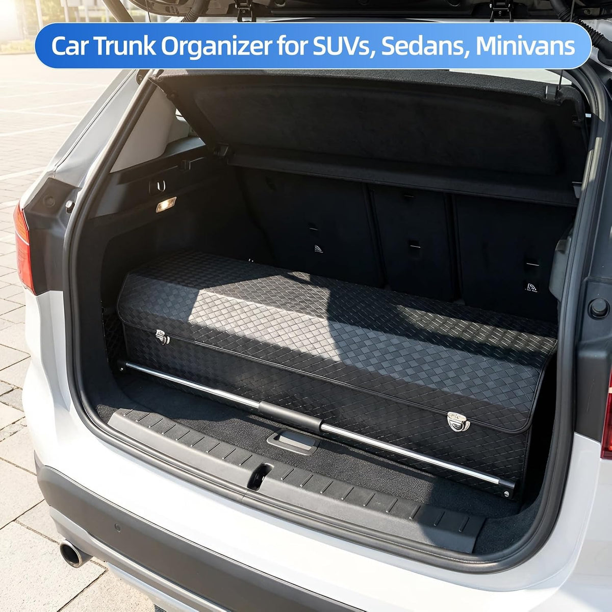 SUV Trunk Organizer, Leather Trunk Storage Organizer, Car Cargo Storage Box