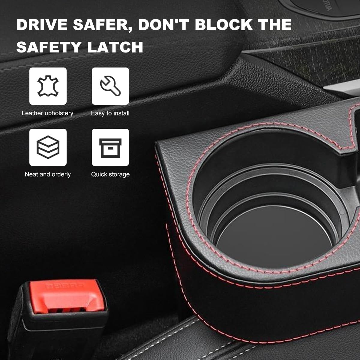 Car Seat Gap Filler Organizer, Multifunctional Auto Console Side Storage Box with Cup Holder, Universal PU Leather Cup Holder Front Seat Crevice Filler for Car Truck SUV (Black)