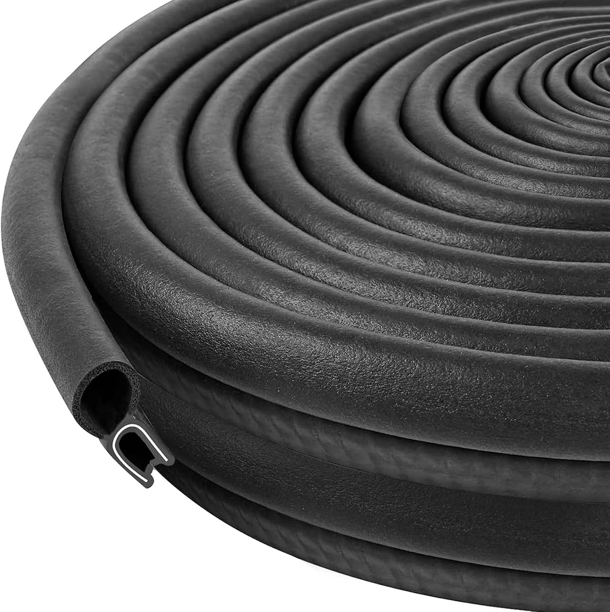 Kikerike Automotive Door Weather Stripping 100Ft Car Door Rubber Edge Trim Seal Strip Gasket with Top Bulb Easy to Install for Car Bus Camper Boat RV Truck Doors and Home Applications
