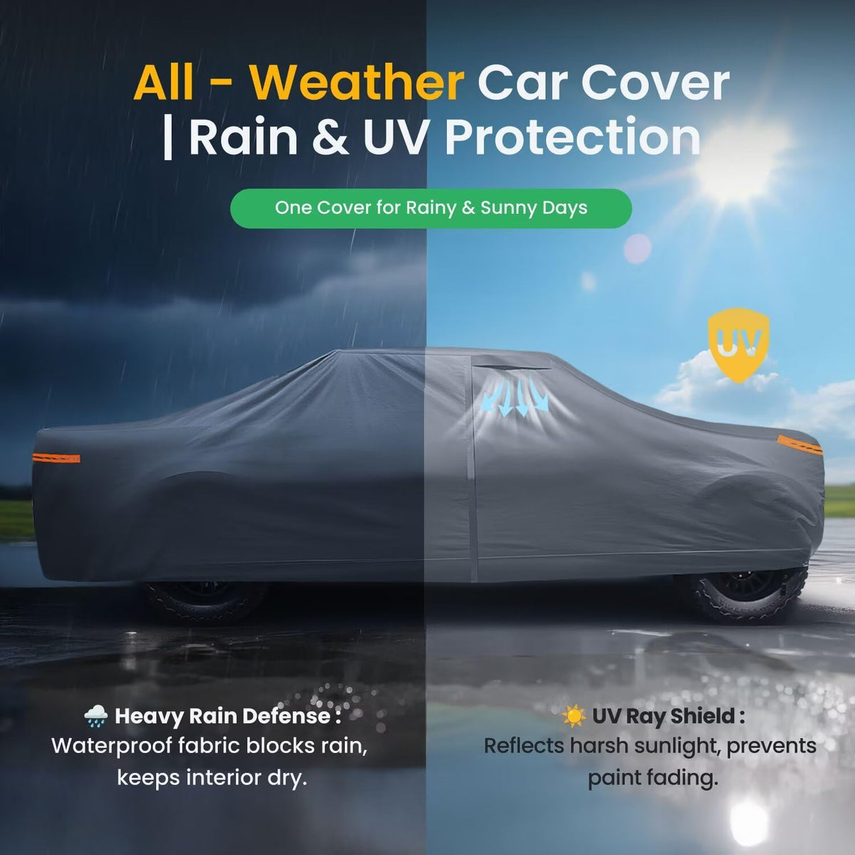 Ford F-150 Truck Cover Custom Fit 2008-2025 SuperCrew Cab Short Bed(5.5'-6.5') with Door Zipper, 12 Layer Pickup Truck Cover Waterproof All Weather, Car Tarp for Wind Dust Sun etc Protection.