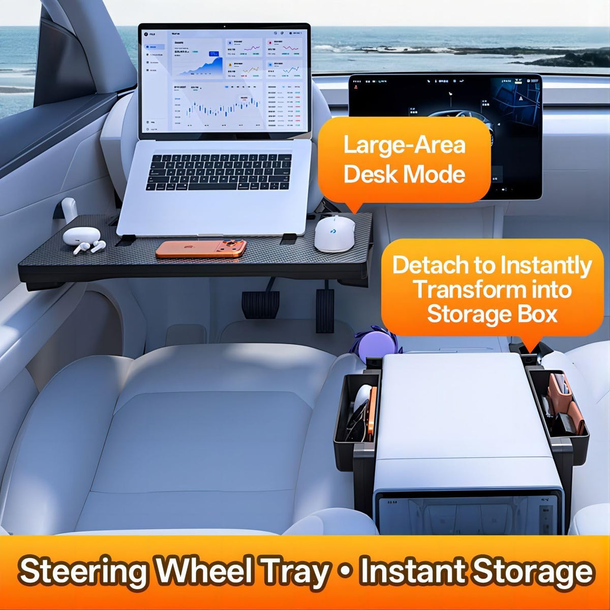 Carbon Fiber Foldable Car Steering Wheel Desk Gap Filler for Round Steering Wheels