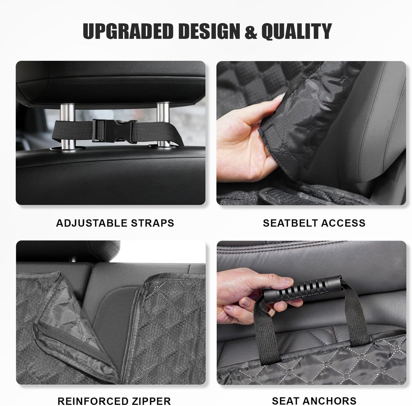 Dog Car Seat Cover for Back Seat, Waterproof Back Seat Cover with Zippered Armrest Access, Non Slip Rear Bench Cover for Cars SUVs - 52W