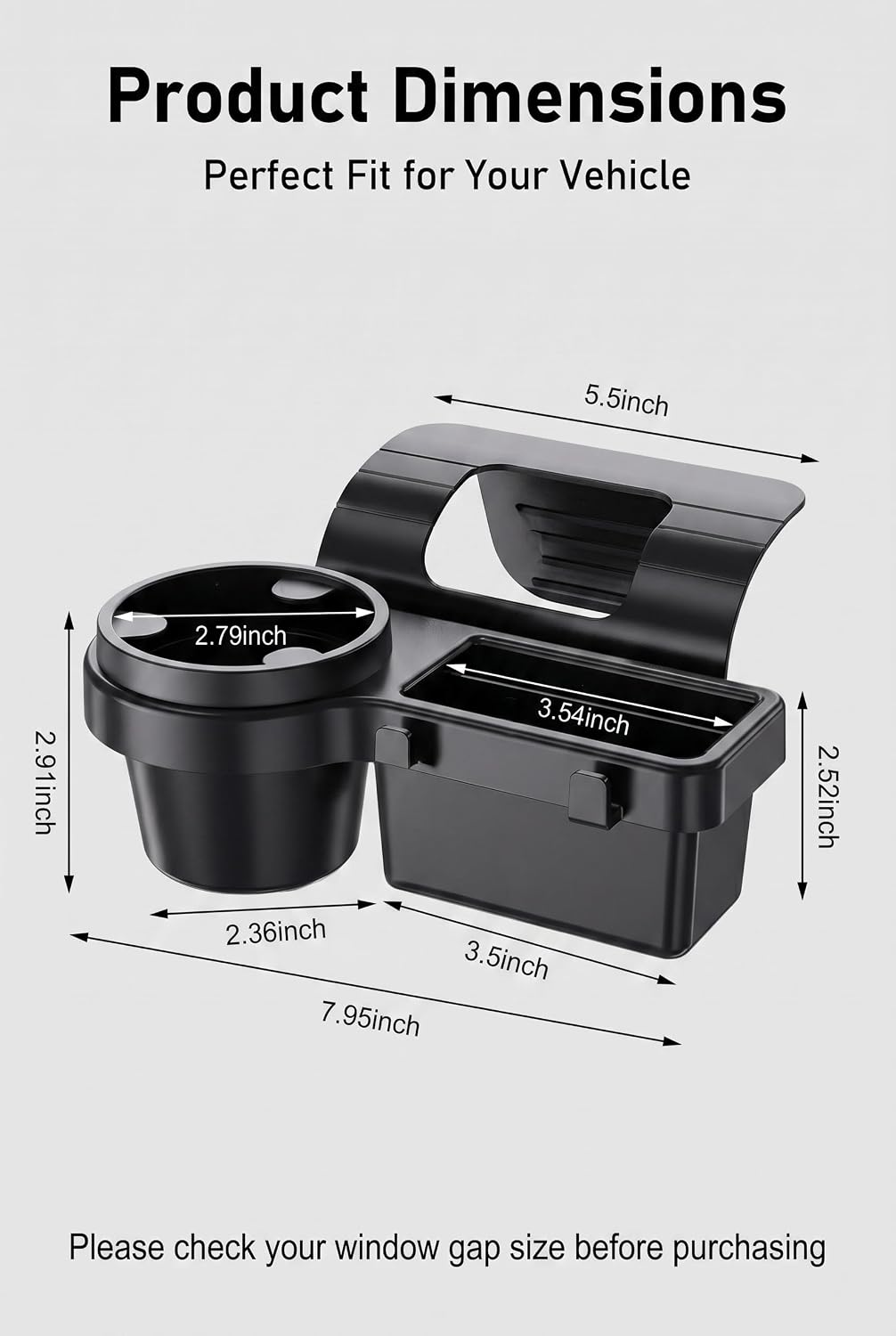 Car Cup Holder, Multifunctional Car Door Window Storage Organizer, Vehicle Door Side Cell Phone Storage Box, Window Mount Organizer for Phone Earphone Key Cup (Black)