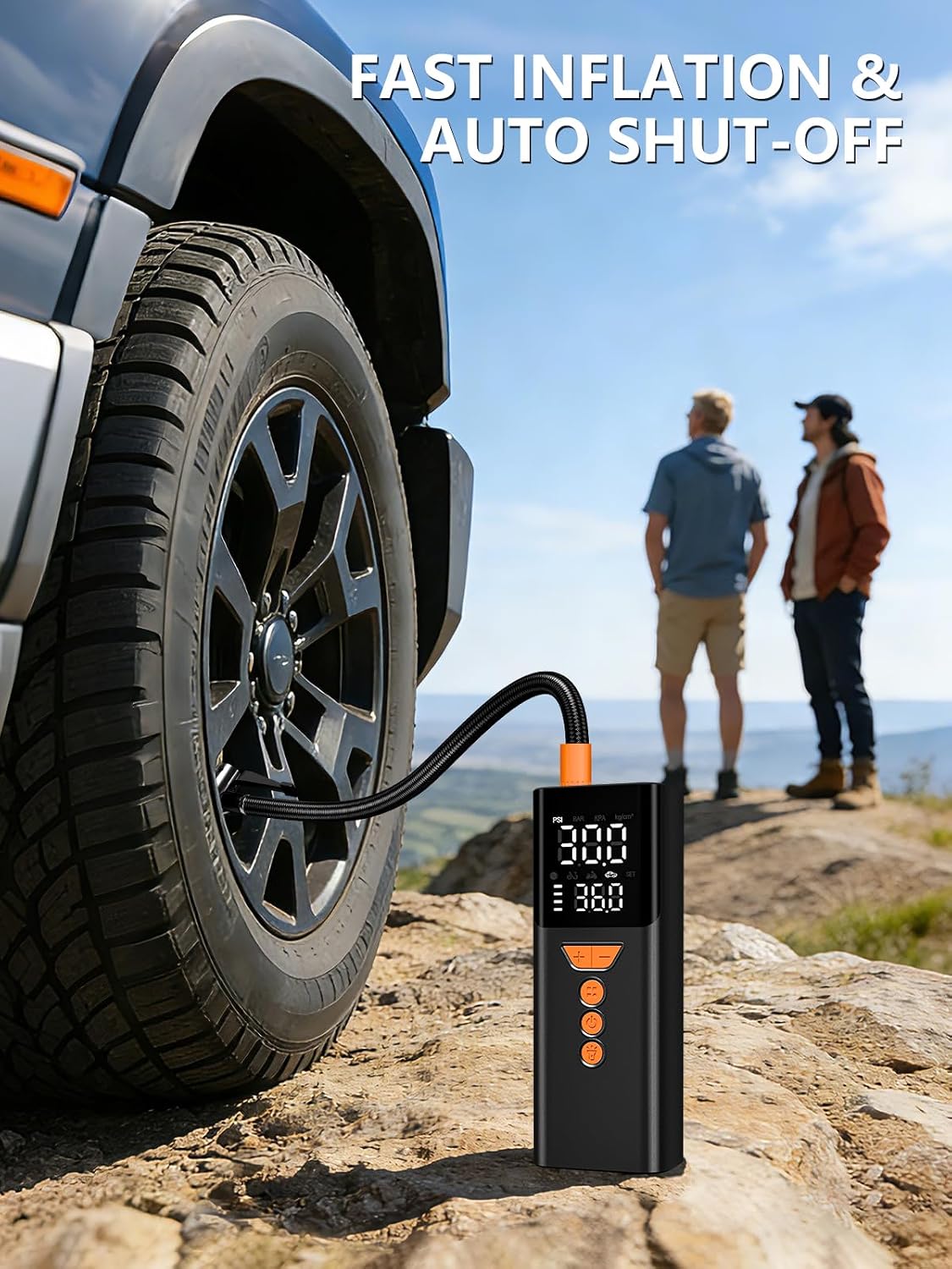Tire Inflator Portable Air Compressor,Bike Pump with Memory Function
