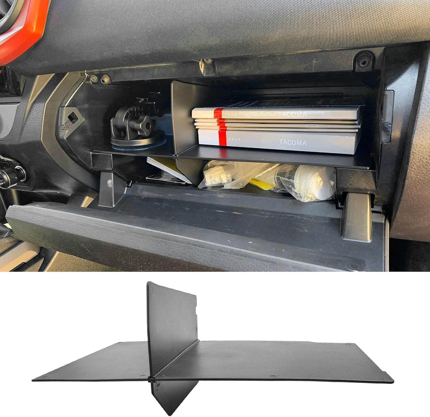 RUNROAD Glove Box Organizer Dividers Compatible with Toyota Tacoma 3rd Gen 2016-2023 Accessories, Insert Glove Compartment Accessories ABS Black Materials Divider Storage Box