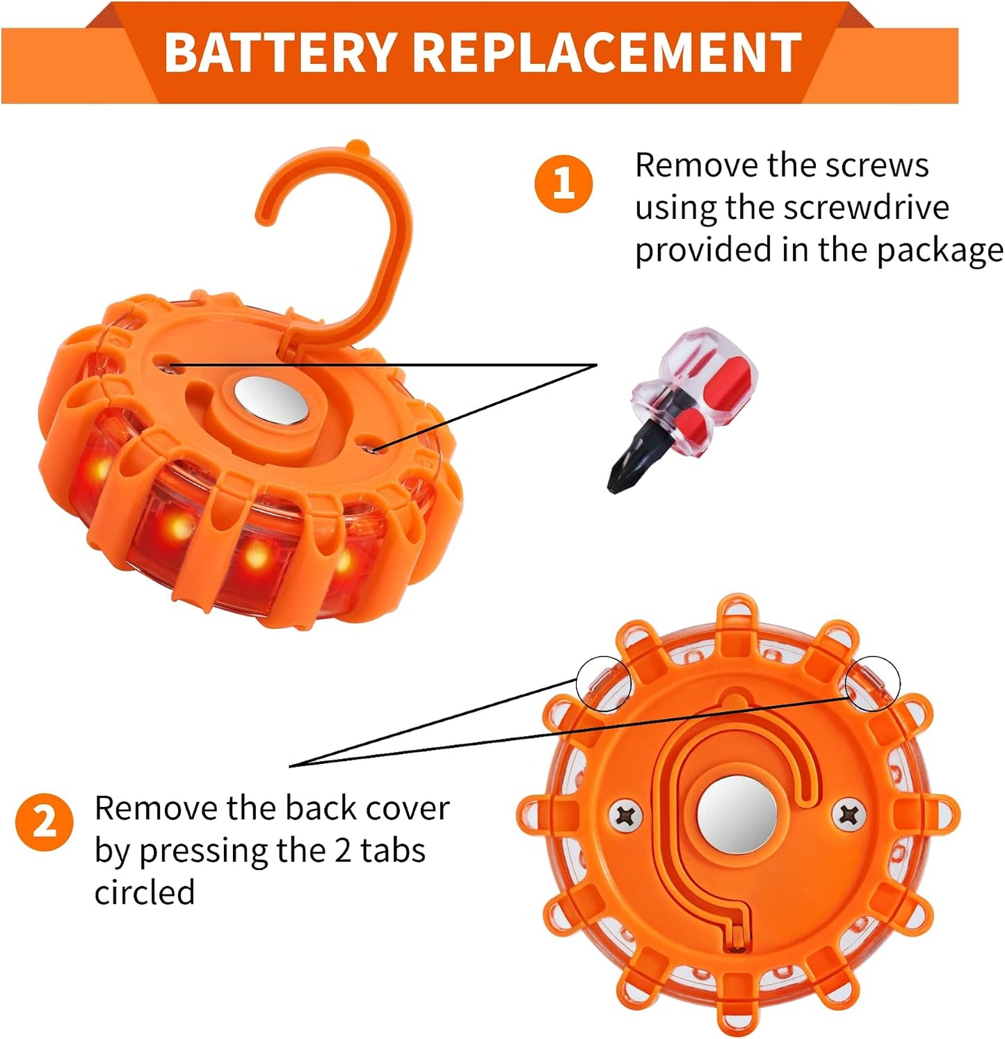 3 Pack LED Road Flare Warning Lights Battery Powered Emergency Road Safety Kit with Gloves