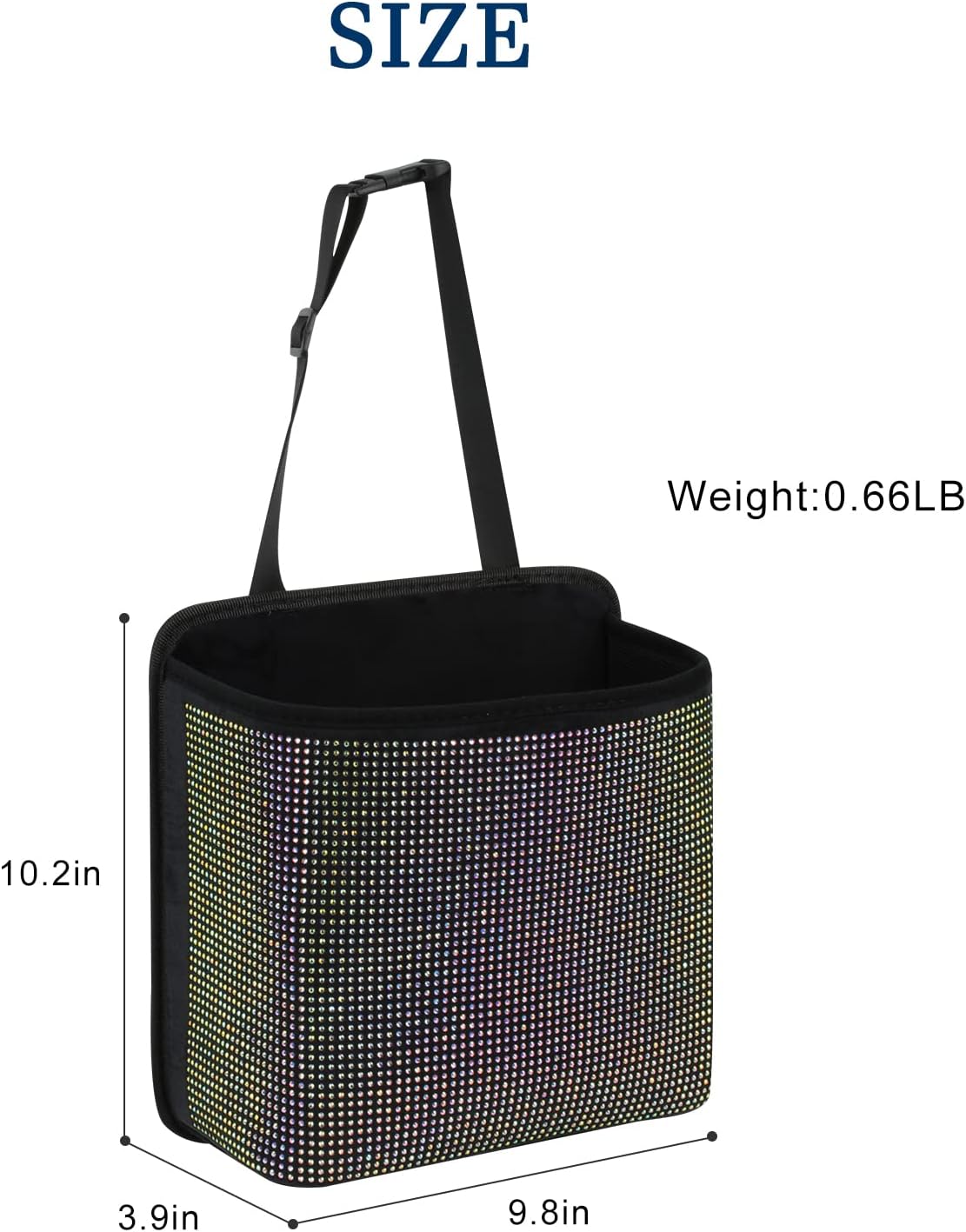 Cavalcade Car Back Seat Organizer, Bling Hanging Pocket, Large Seat Back Travel Caddy Bag, Diamond Trash Bin Garbage Container (Multicolor)