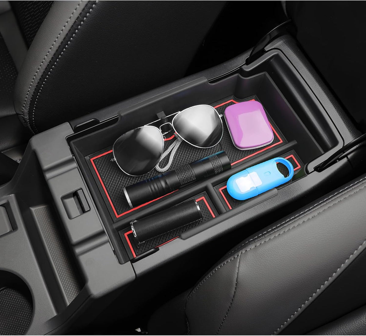 LUWU Center Console Organizer Compatible with Subaru Crosstrek & Impreza 2024-2026 Accessories Armrest Console Secondary Storage Box Insert Tray ABS Material with Coin Holder Red