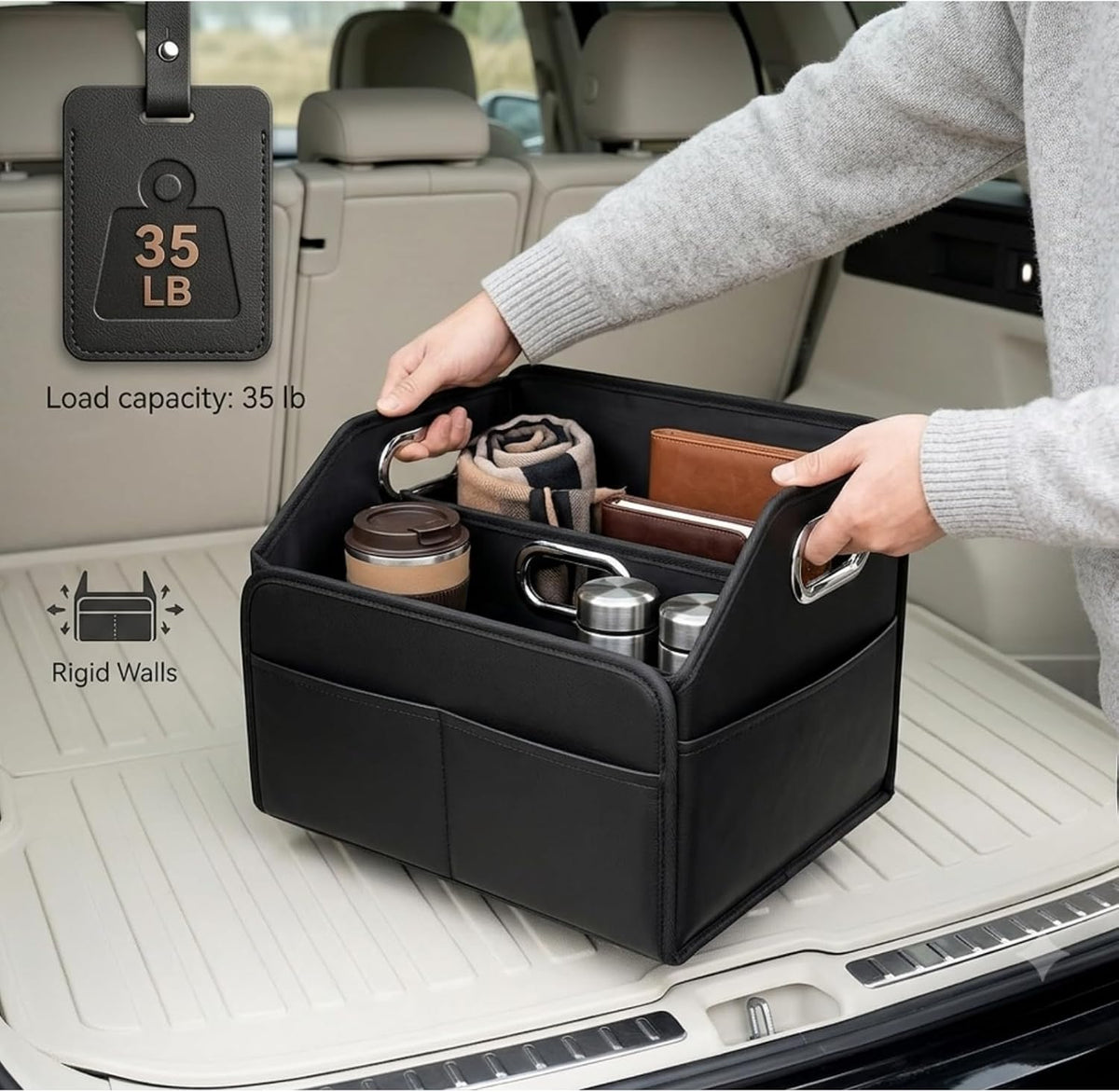Car Storage Organizer, Car Caddy Basket for Front Seat Floor & Rear Seat