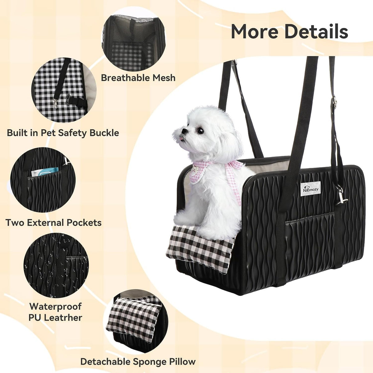 Center Console Dog Car Seat - Portable Armrest Booster Car Seats for Small Dogs, Detachable Washable Pet Carriers Puppy Essentials- Support Pet Up to 11lbs