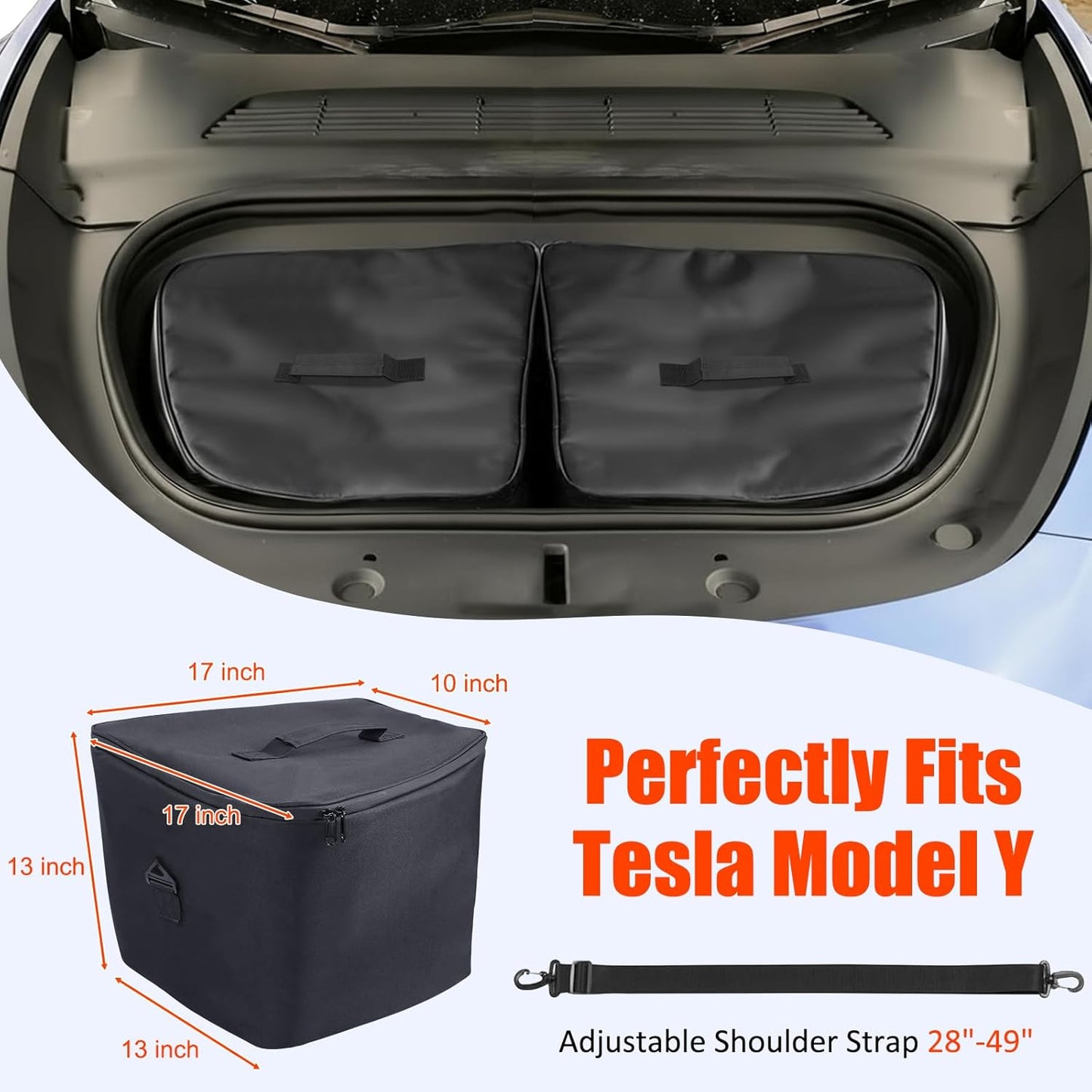 for Tesla Model Y Frunk Cooler Organizers 2020-2025, AYAMAYA Insulated & Leak Proof Camping Coolers, Portable Front Trunk Storage Bags with Lid and Strap for Tesla Model Y Accessories, Set of 2