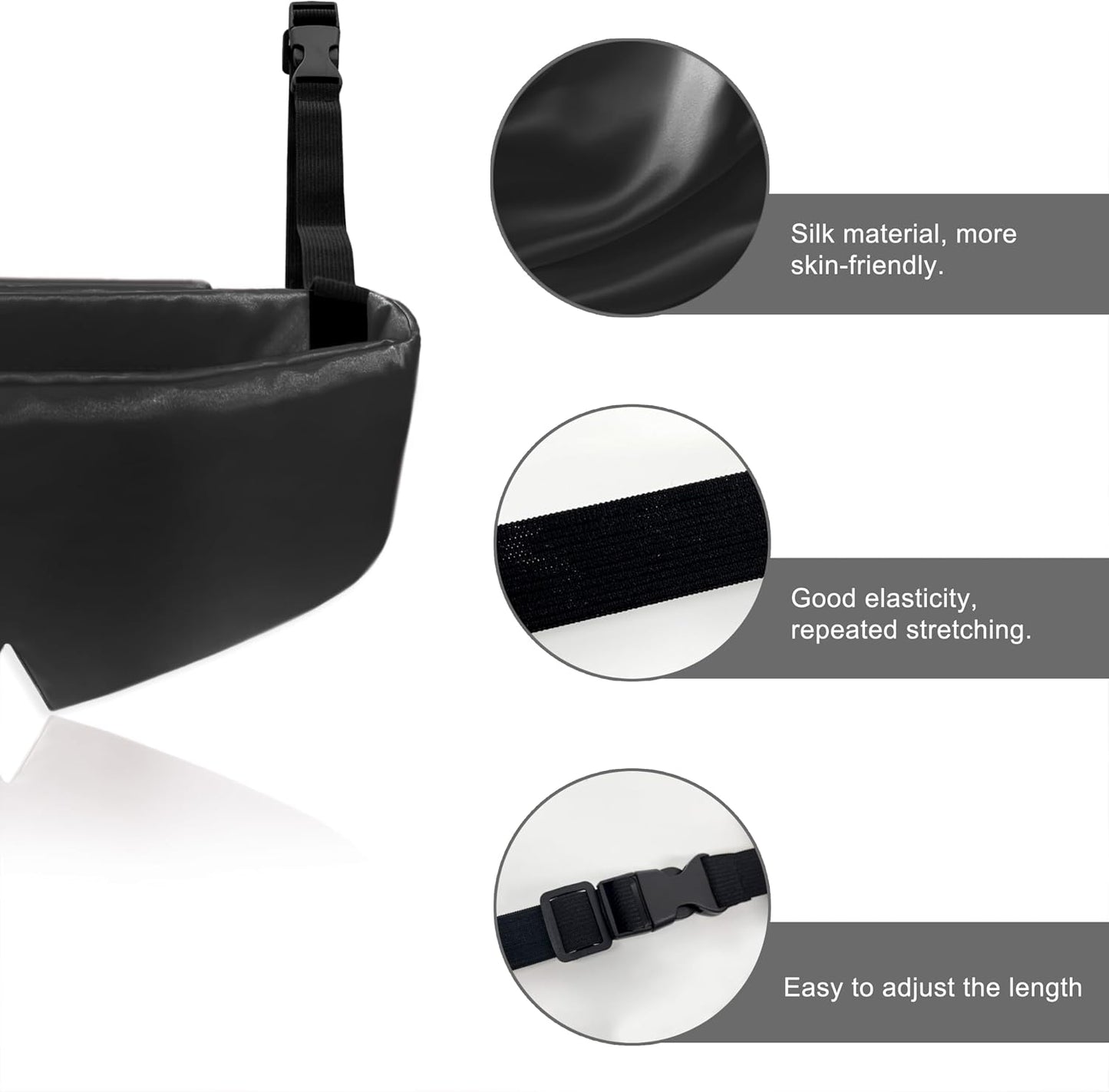 Travel Pillows for Airplanes, 2 Pack Airplane Head Strap with Silk Eye Mask for Sleeping, Long Flights & Car Road Trips 360°Headrest Neck Support, Stops Bobbing, Small & Compact (Black)