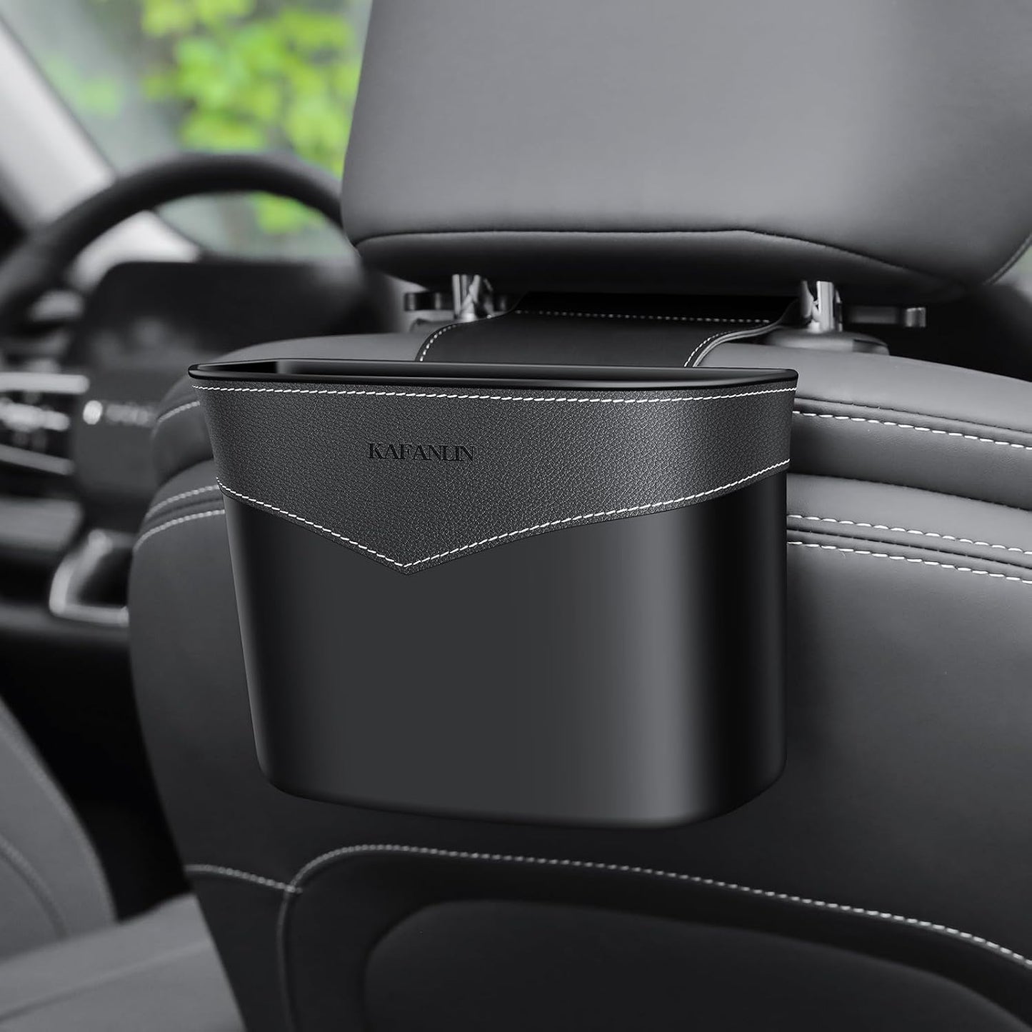 Car Trash Can Mini Trash Bin Garbage Organizer with Plastic Trash Bag Automotive Small Garbage Bin for Home Office Auto Vehicle Car Door Front Back Seat Storage Accessories (hook trash can)