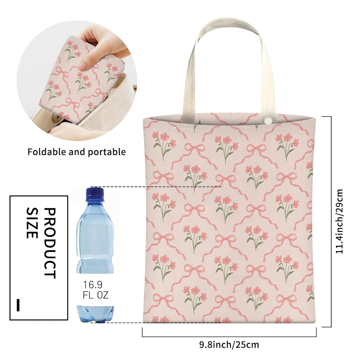 Cute Car Trash Can, Hanging Canvas Car Back Seat Organizer and Storage Bag, Funny Car Trash Bag for Travelling, Outdoor Cute Pink Flower