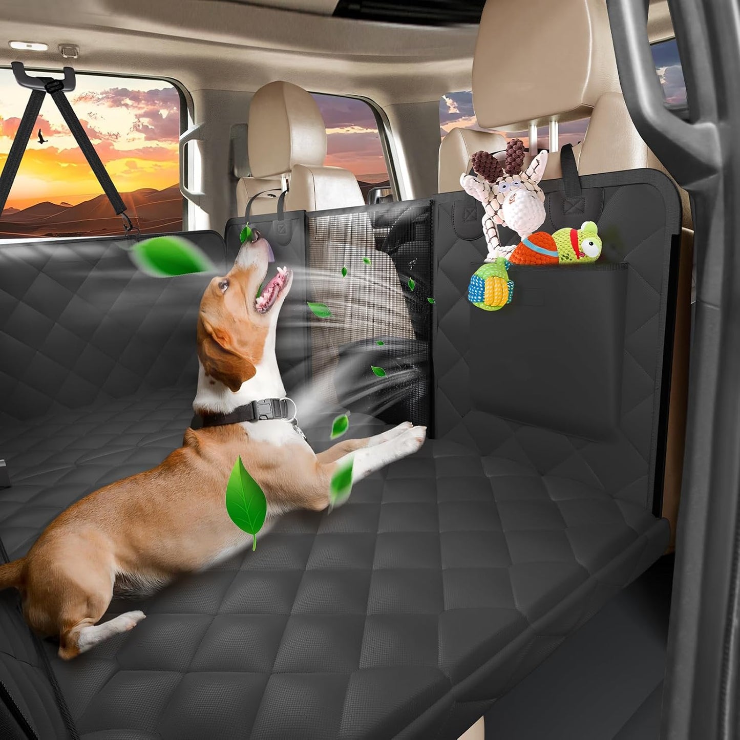 Truck Dog Seat Cover Back Seat, Updated 1.2" Soft Foam with Sturdy 3-Panel Hard Bottom, Waterproof Hammock for Crew Cab – 560lbs Capacity, XL Platform, Comfort for Large and Senior Dogs