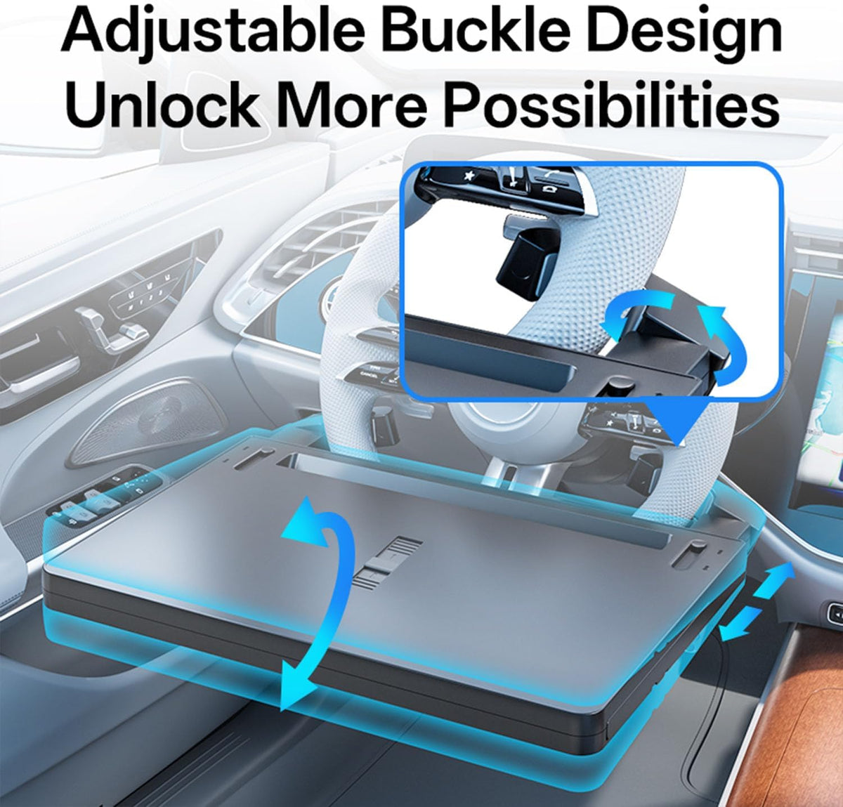 Adjustable Car Steering Wheel Tray, Extra Large Car Tray for Laptop & Food