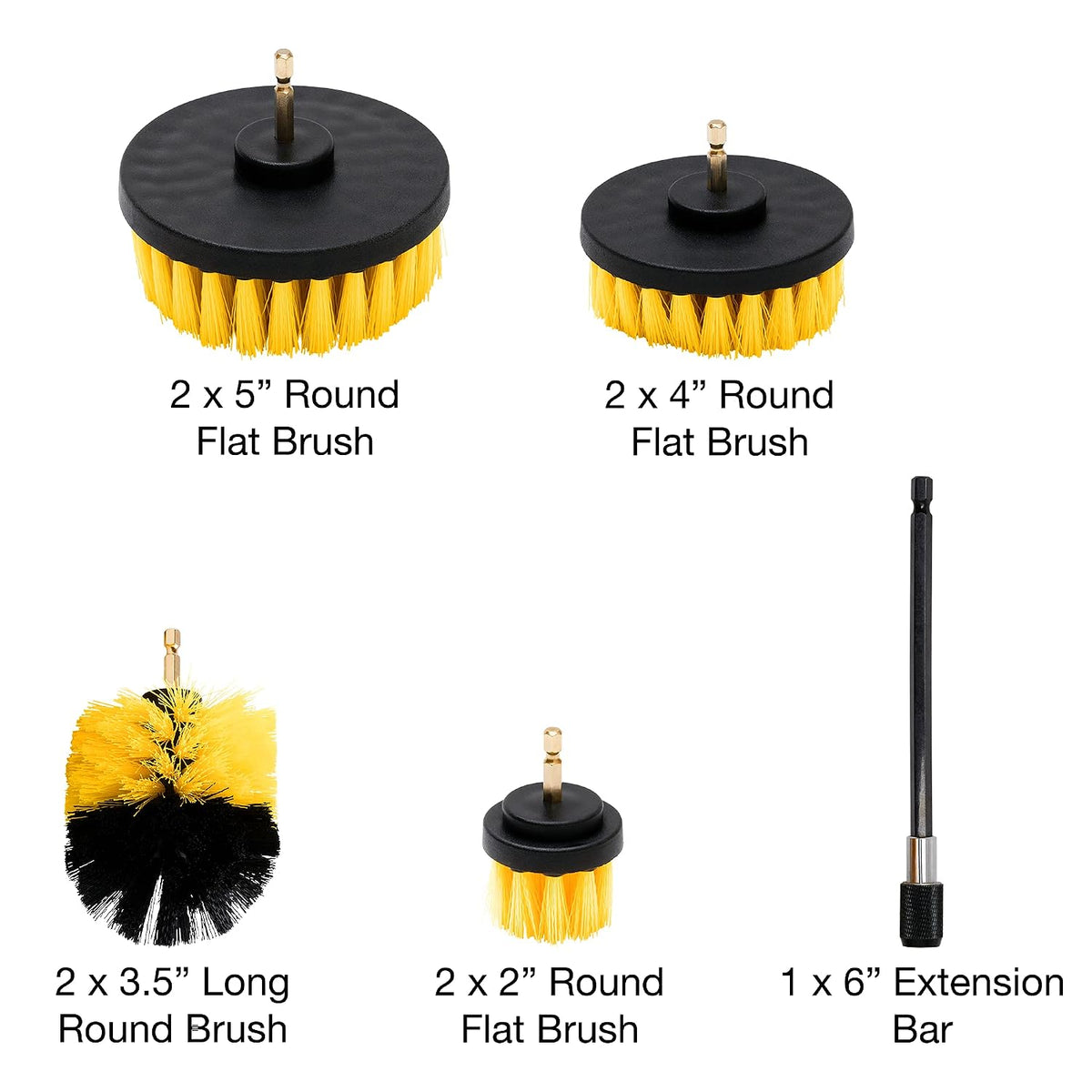 NEIKO 00321A Drill Brush Set, 9-Piece All-Purpose Scrubbing Attachments for Cleaning & Car Detailing, Extended-Reach Power Scrubber