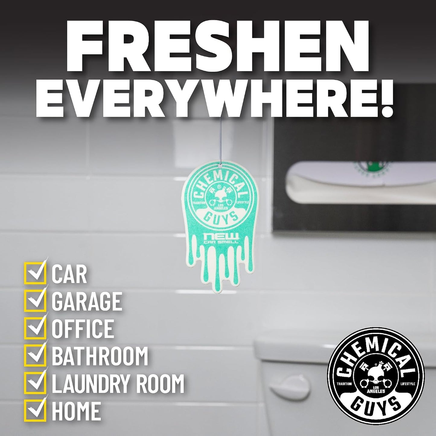 Chemical Guys Car Fresheners, Hanging Air Fresheners - New Car Scent for Cars, Trucks, SUVs, RVs, Home, Office, Work, Dorm Room, & More - 12 Pack